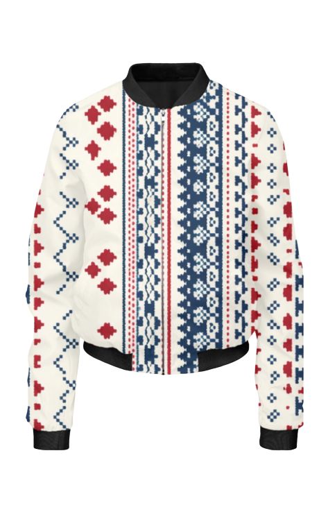 Knit - All Over Print Cropped Bomber Jacket For Women