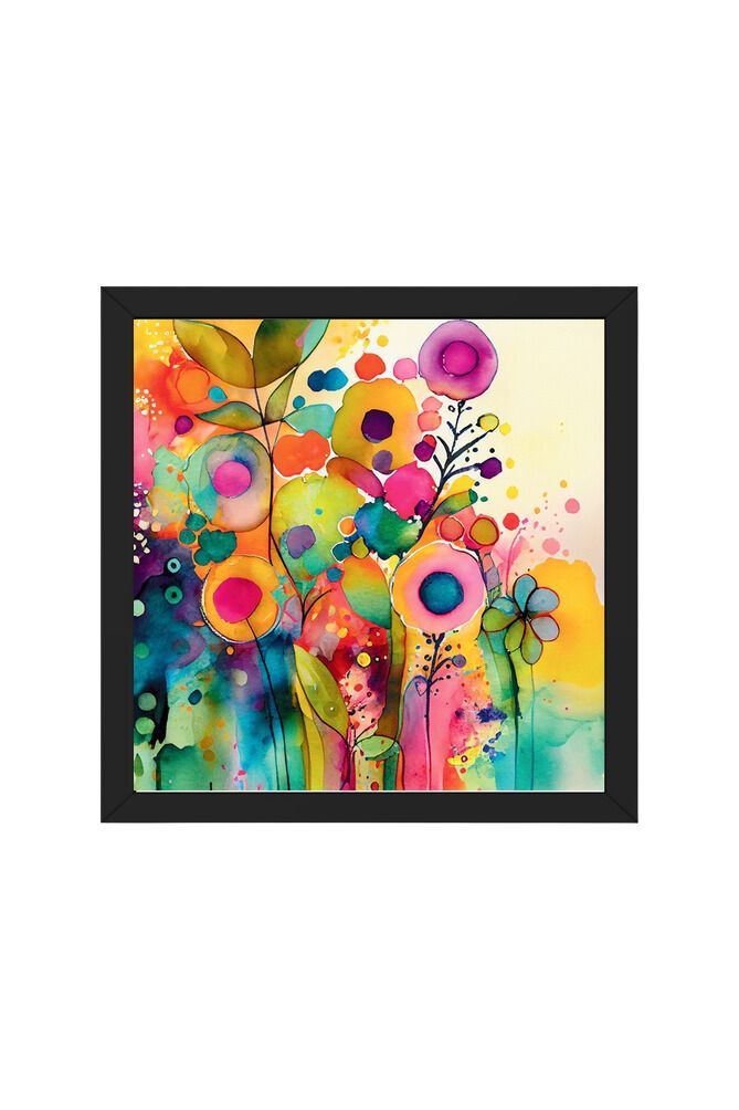 Framed Poster WaterWatercolor Flower - Wall Art Hanging For Home Decor ( 14 x 14 inches)olor Flower Pattern ( 14 x 14 inches)