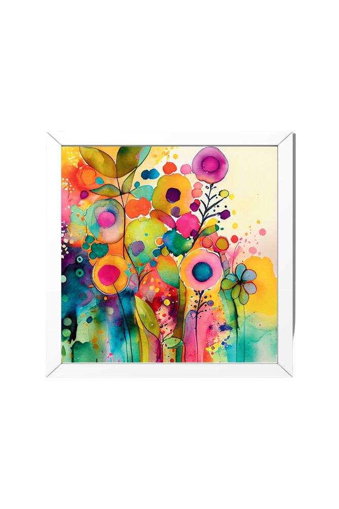 Framed Poster WaterWatercolor Flower - Wall Art Hanging For Home Decor ( 14 x 14 inches)olor Flower Pattern ( 14 x 14 inches)