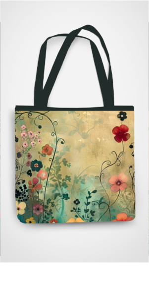 Quirky - All Over Print Canvas Tote Bag With Zipper 15 x 17 inches