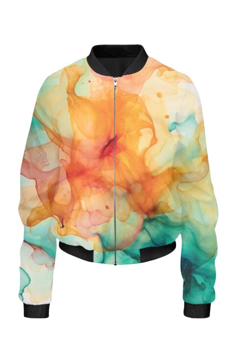 Fluid Art - All Over Print Cropped Bomber Jacket For Women