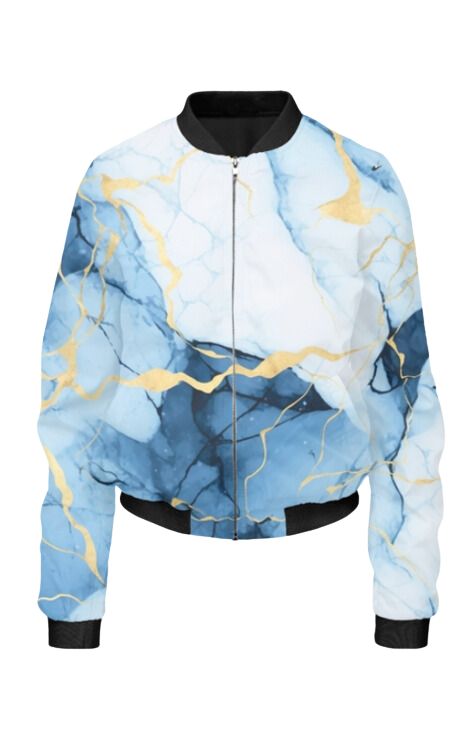 Fluid Art - All Over Print Cropped Bomber Jacket For Women