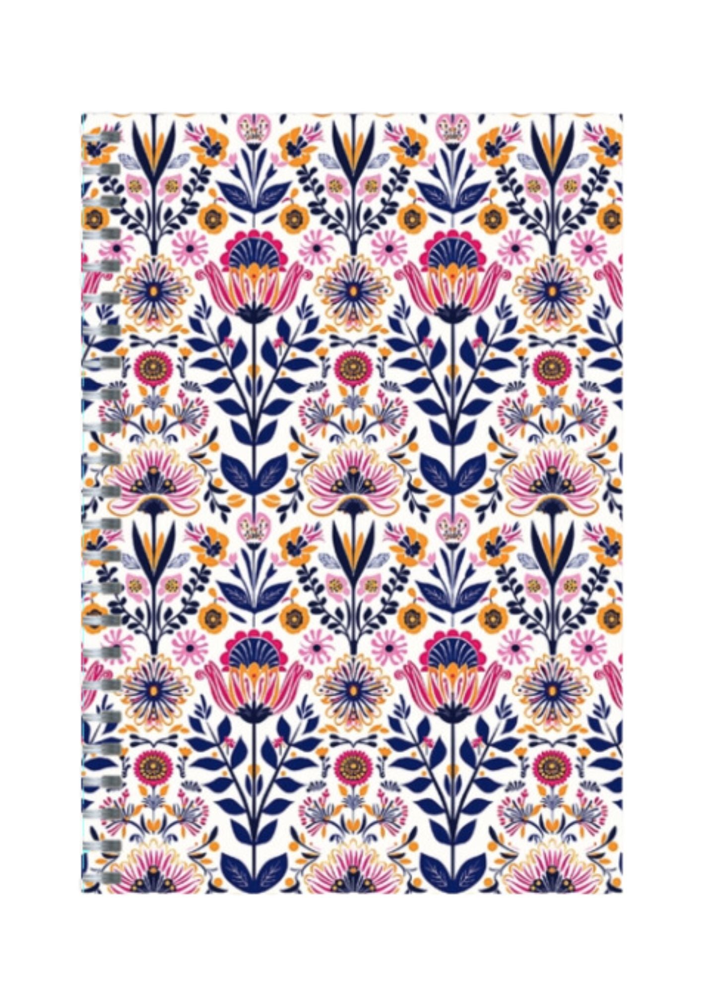 Indian Floral - Spiral Notepad A5 Ruled Notebook 120 Pages