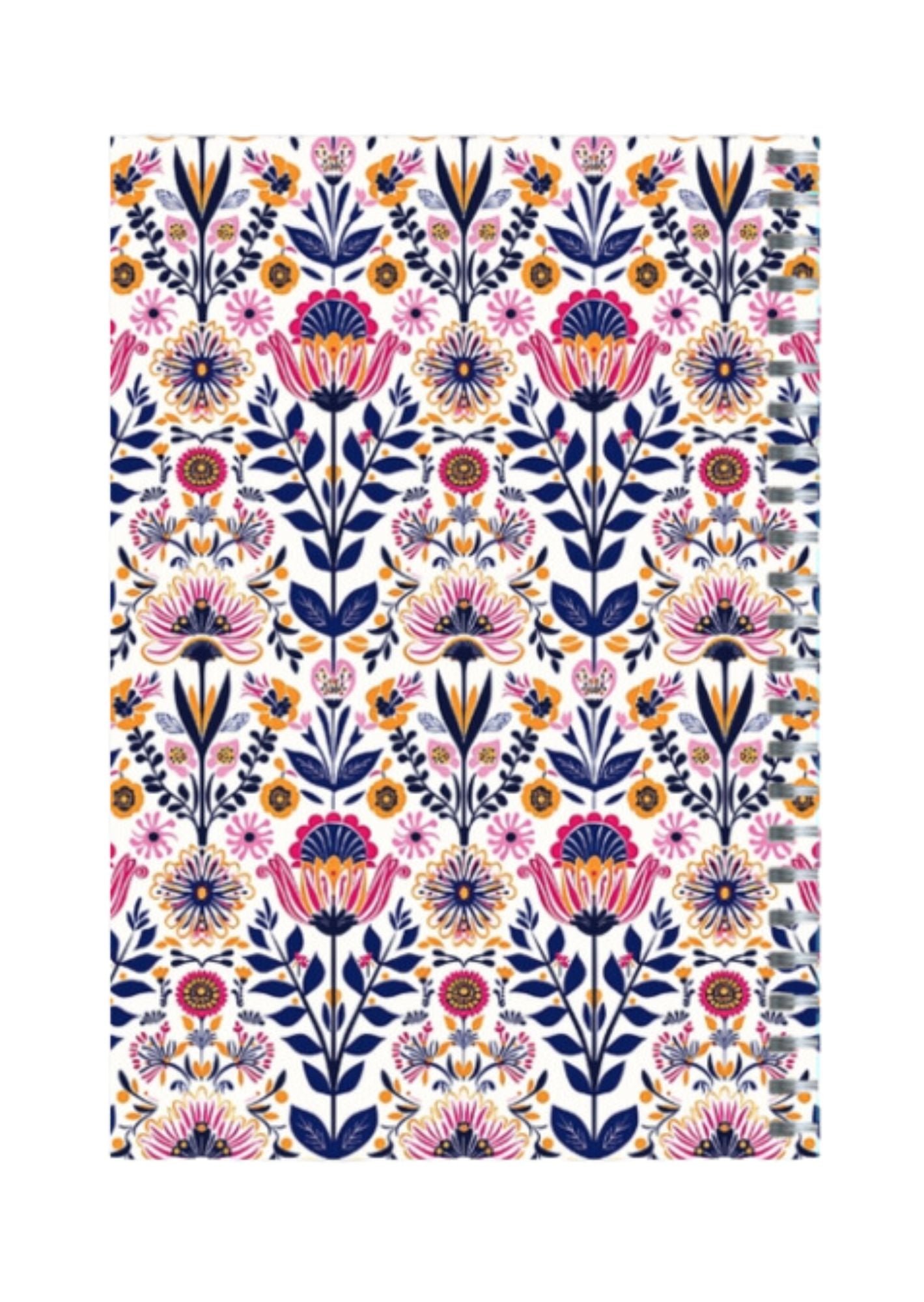 Indian Floral - Spiral Notepad A5 Ruled Notebook 120 Pages