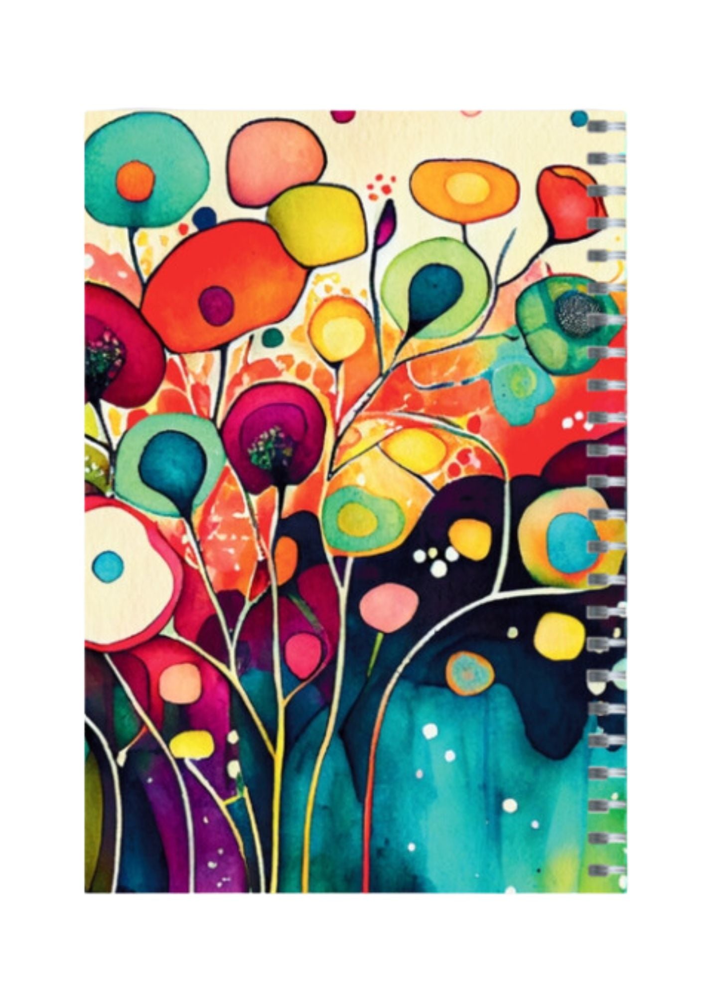 Watercolor Flower - Spiral Notepad A5 Unruled Notebook 120 Pages