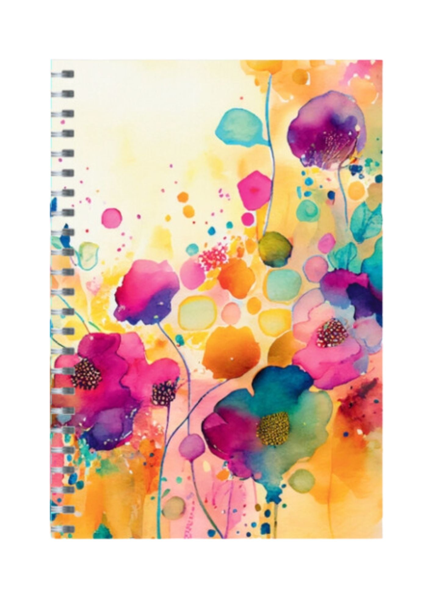 Watercolor Flower - Spiral Notepad A5 Unruled Notebook 120 Pages