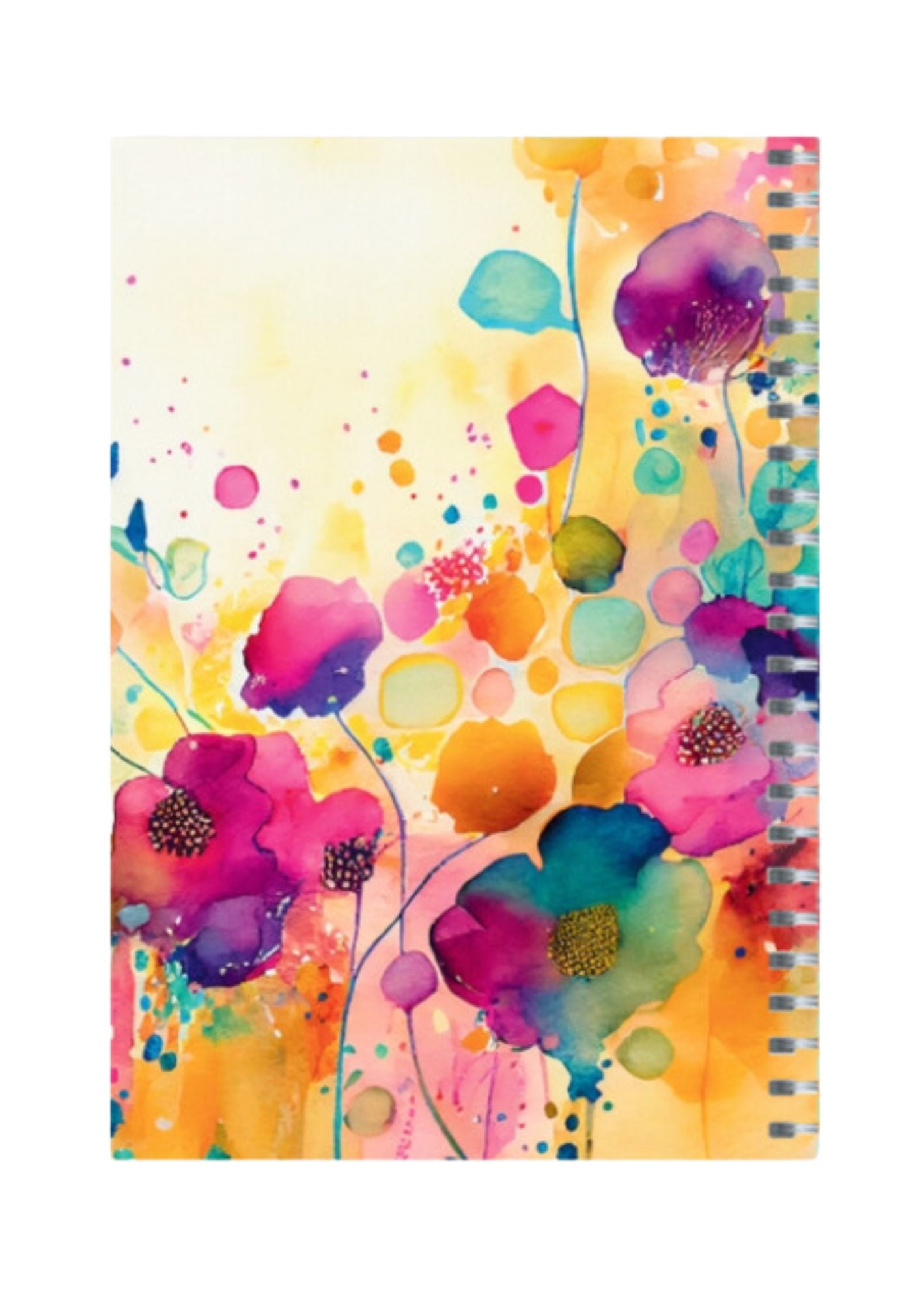 Watercolor Flower - Spiral Notepad A5 Unruled Notebook 120 Pages