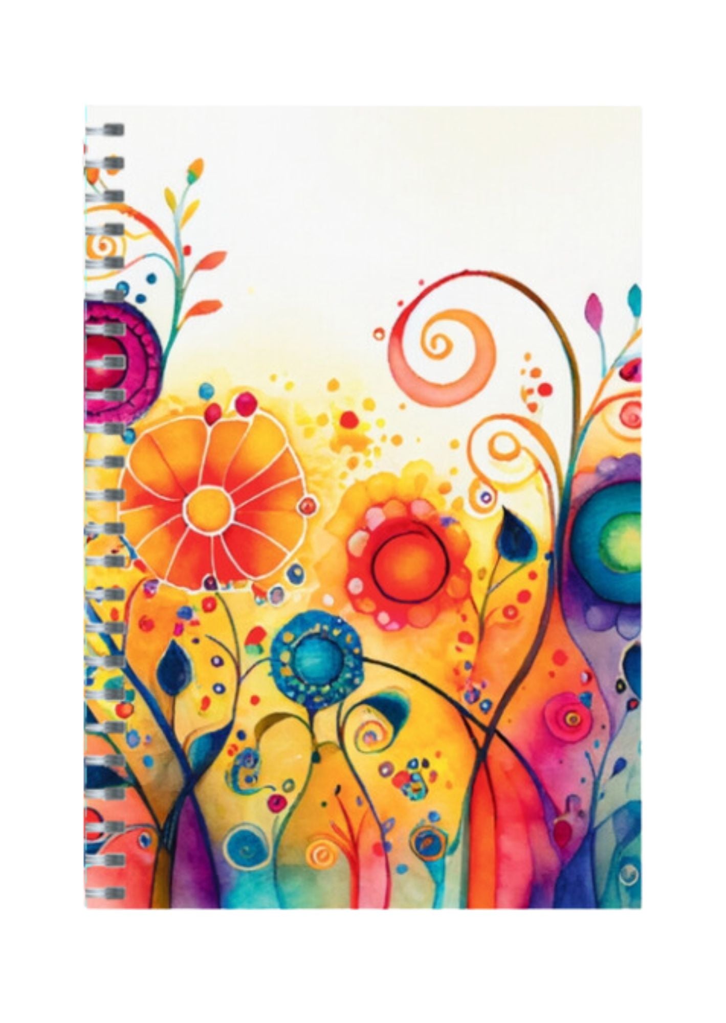 Watercolor Flower - Spiral Notepad A5 Unruled Notebook 120 Pages
