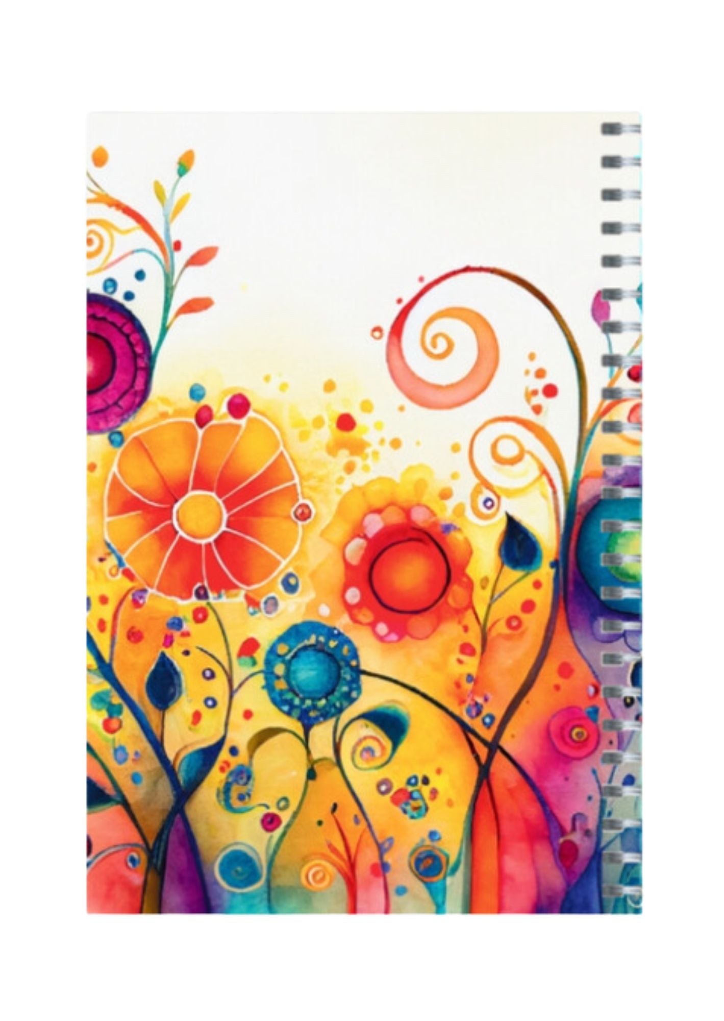 Watercolor Flower - Spiral Notepad A5 Unruled Notebook 120 Pages