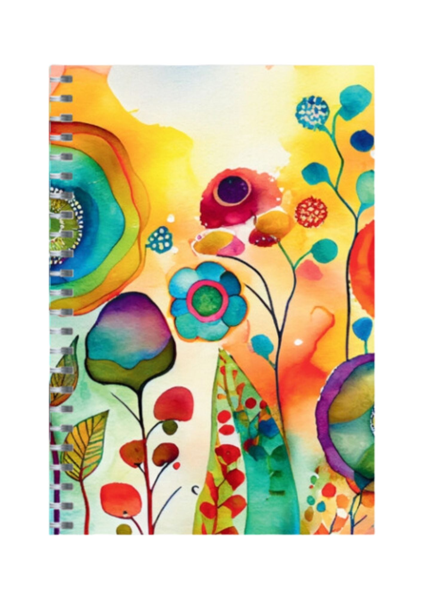 Watercolor Flower - Spiral Notepad A5 Unruled Notebook 120 Pages