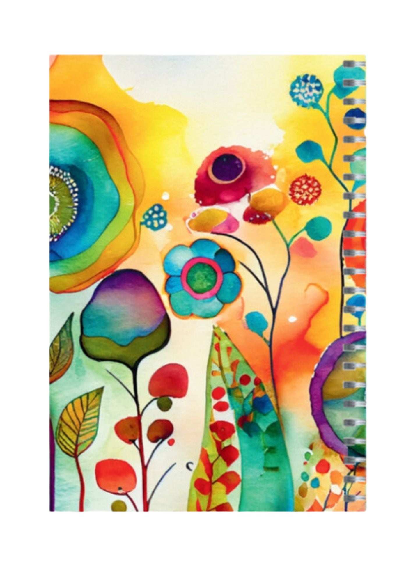 Watercolor Flower - Spiral Notepad A5 Unruled Notebook 120 Pages