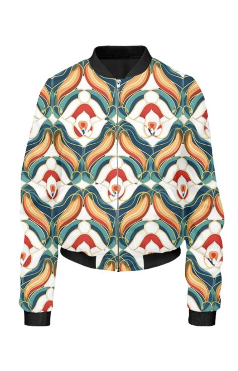 Ethnic - All Over Print Cropped Bomber Jacket For Women