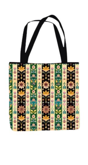 Scandinavian Spring - All Over Print Canvas Tote Bag With Zipper 15 x 17 inches