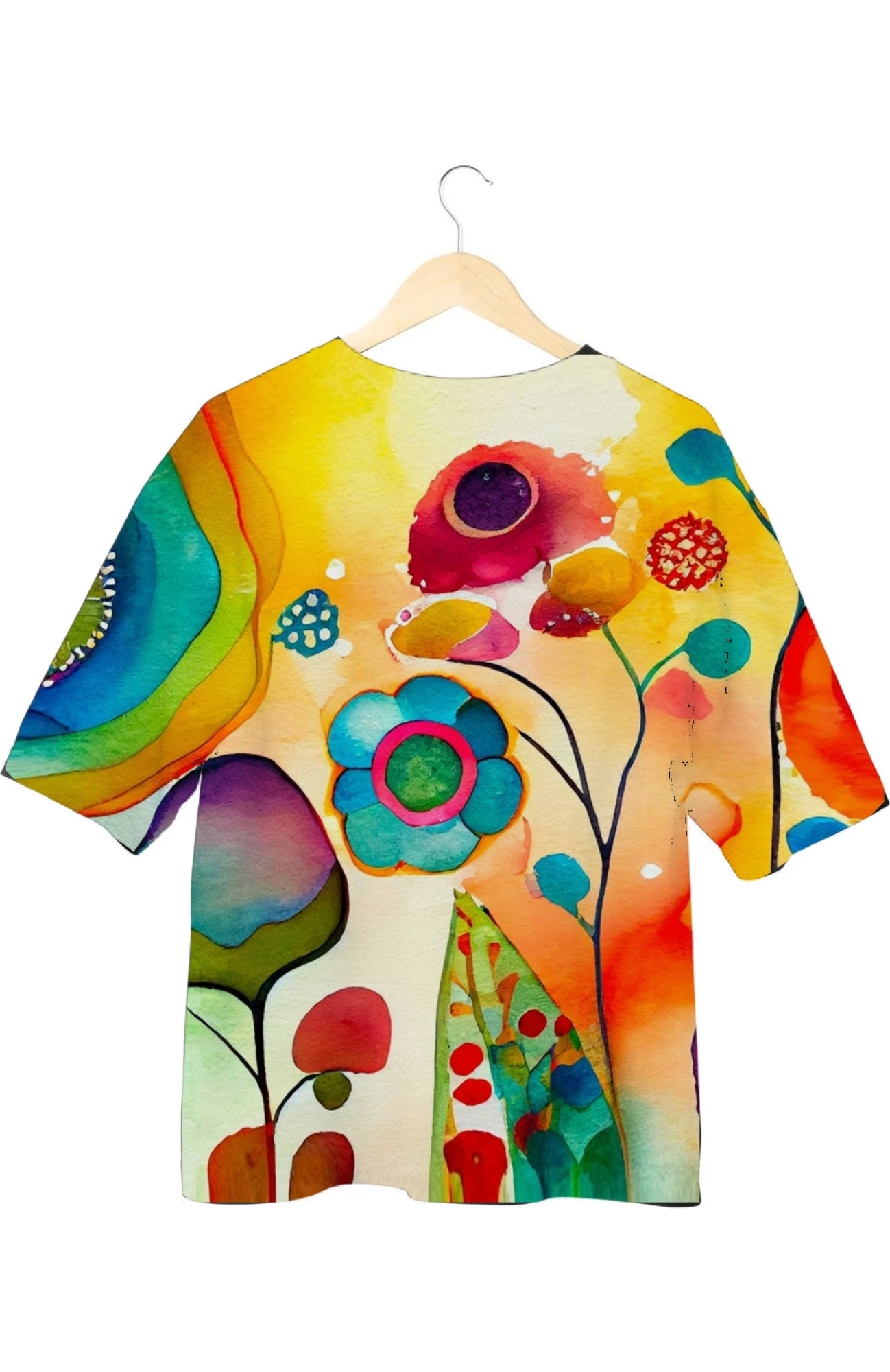 Watercolor Flower - All Over Print Oversized Tshirt For Men And Women Designer Unisex Tshirt
