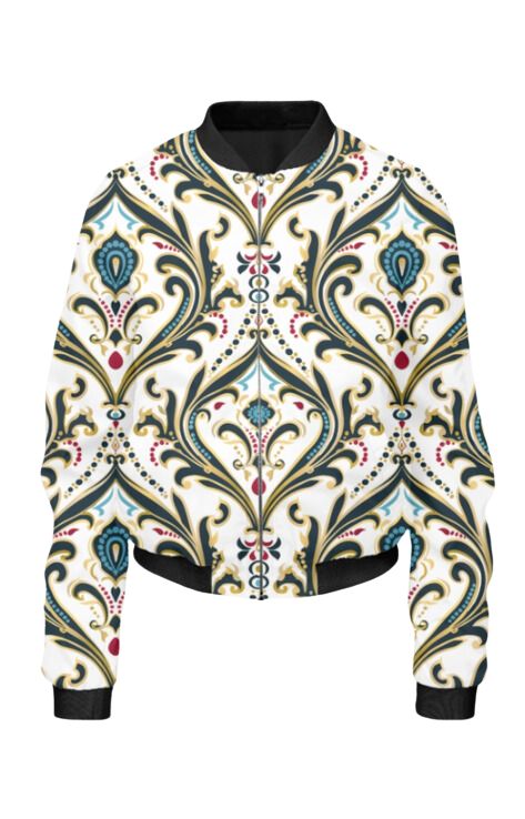 Ethnic - All Over Print Cropped Bomber Jacket For Women