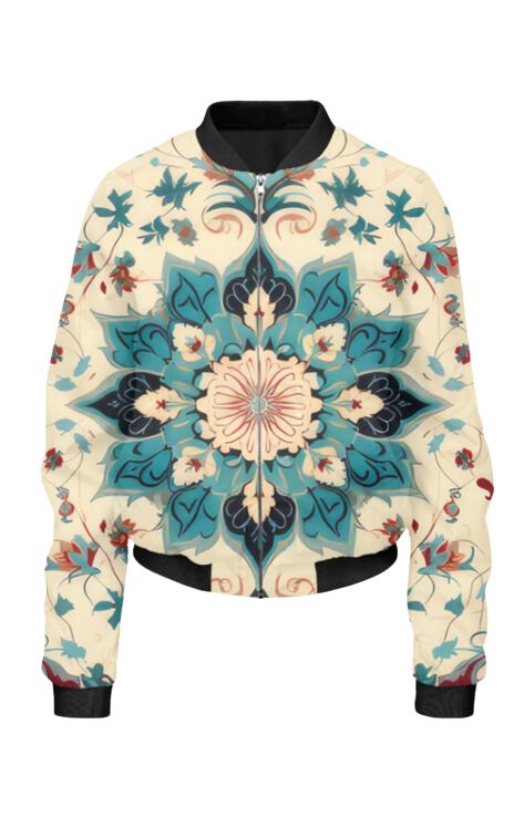 Ethnic - All Over Print Cropped Bomber Jacket For Women
