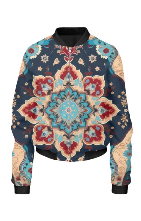Ethnic - All Over Print Cropped Bomber Jacket For Women