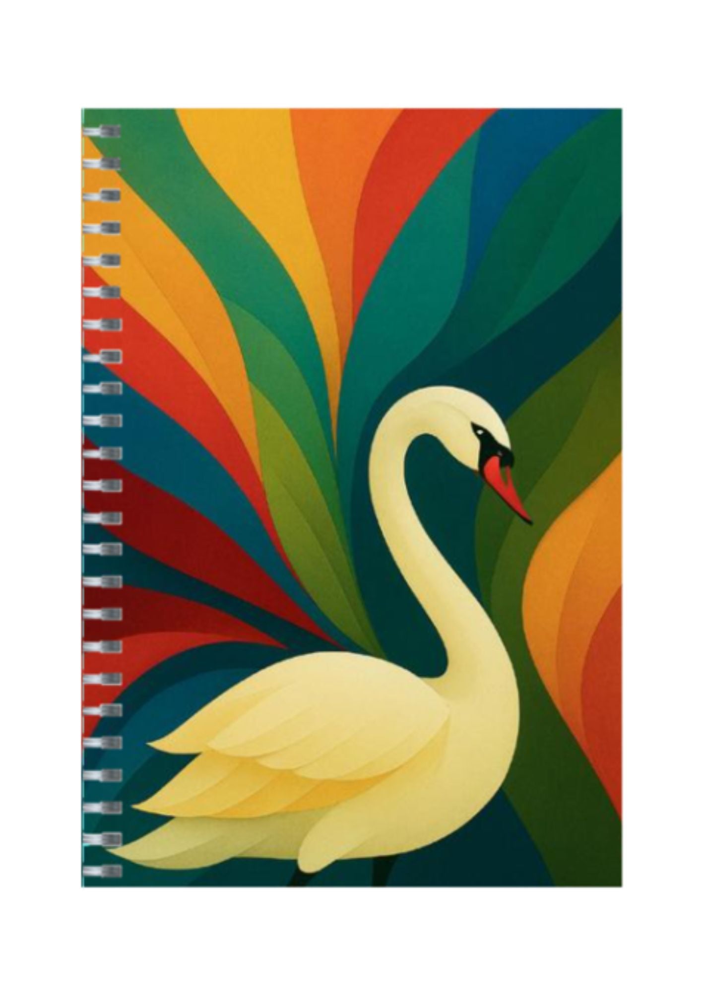 Elegant Swan - Spiral Notepad A5 Unruled Notebook 120 Pages