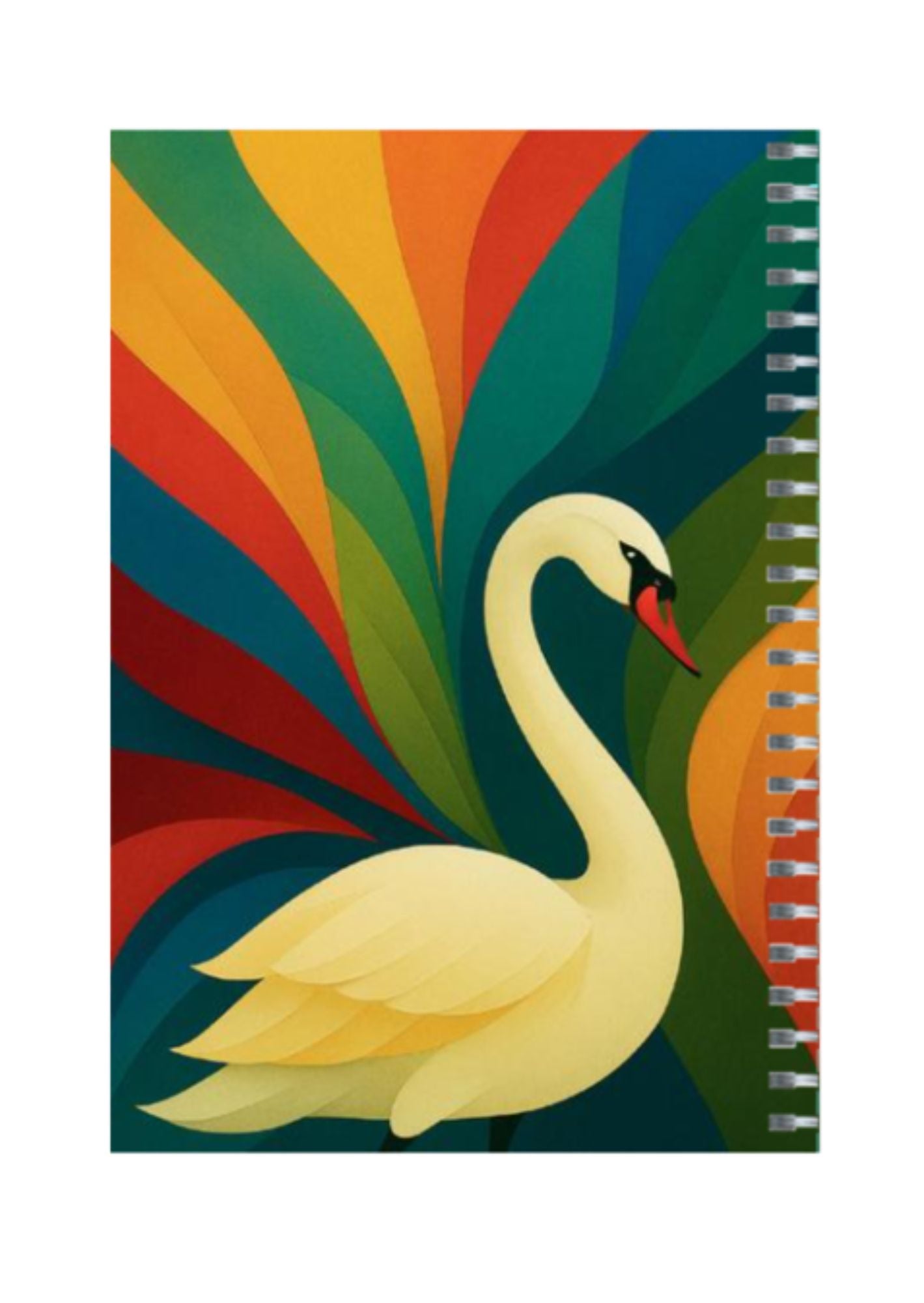 Elegant Swan - Spiral Notepad A5 Unruled Notebook 120 Pages