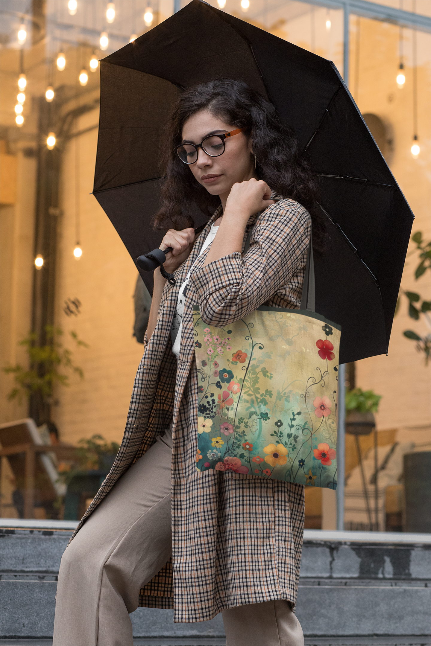Quirky - All Over Print Canvas Tote Bag With Zipper 15 x 17 inches