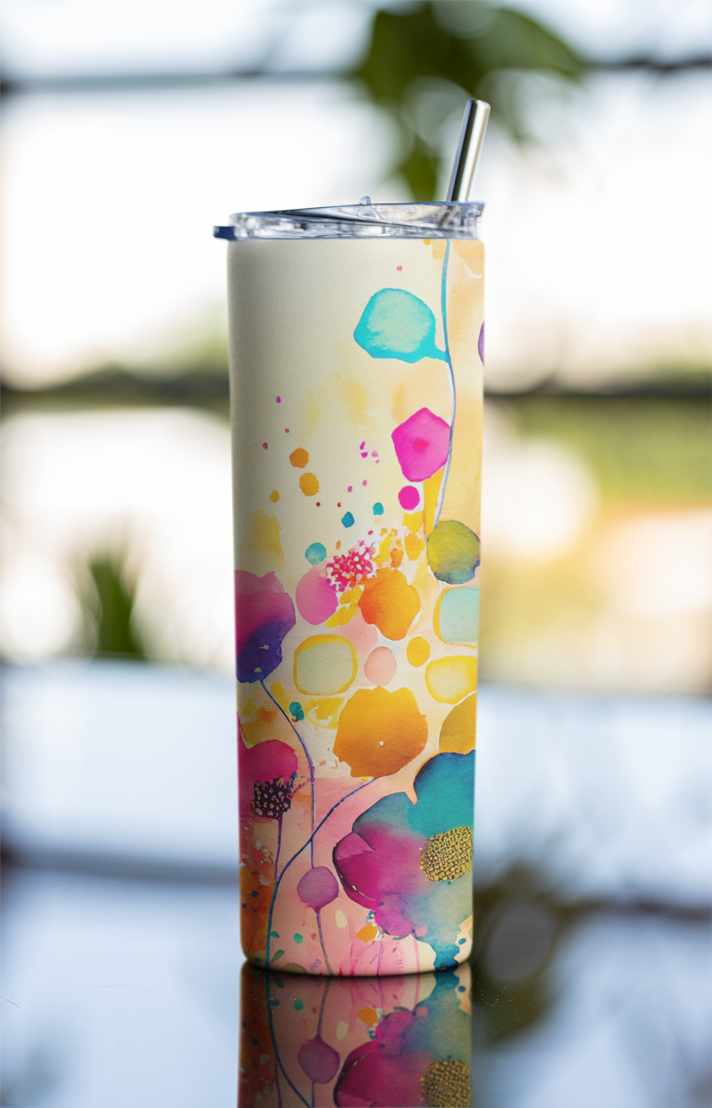 Watercolor Flower - Stainless Steel Tumbler Water Bottle 20 OZ(590ml) Coffee Tumbler