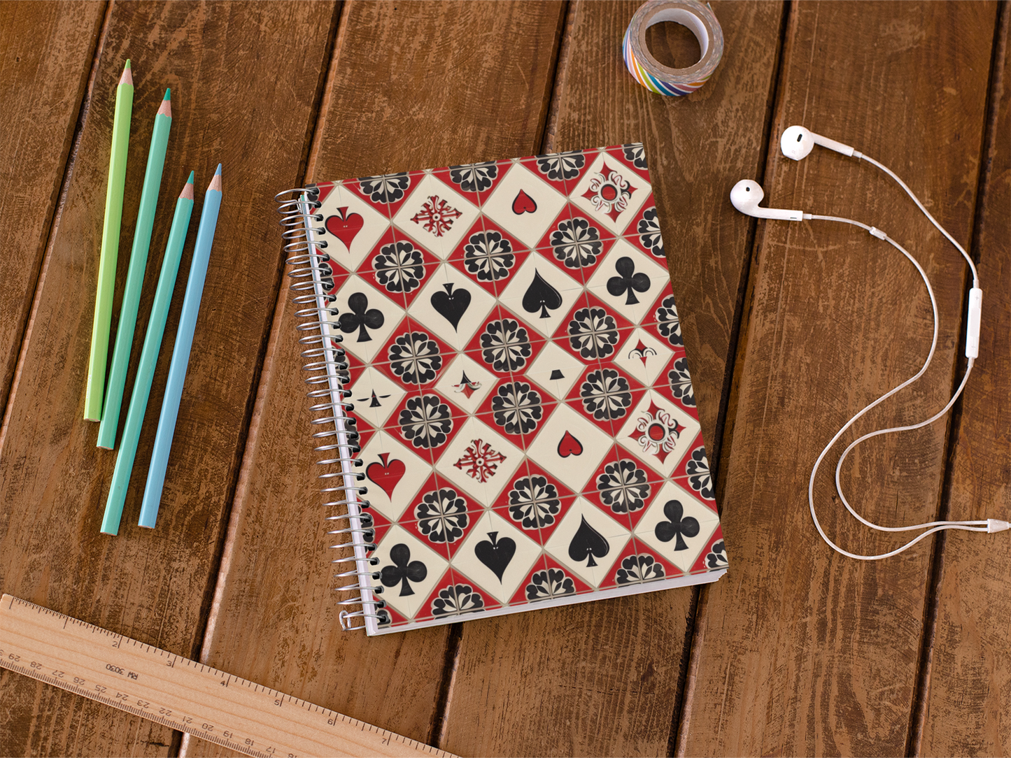 Designer Deck - Spiral Notepad A5 Unruled Notebook 120 Pages