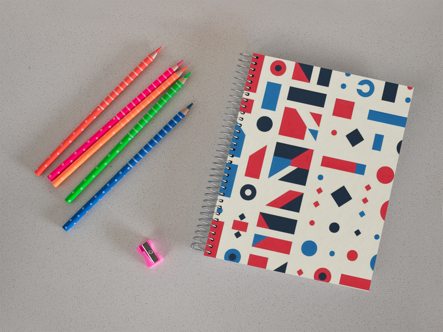 Abstract Geometric - Spiral Notepad A5 Unruled Notebook 120 Pages