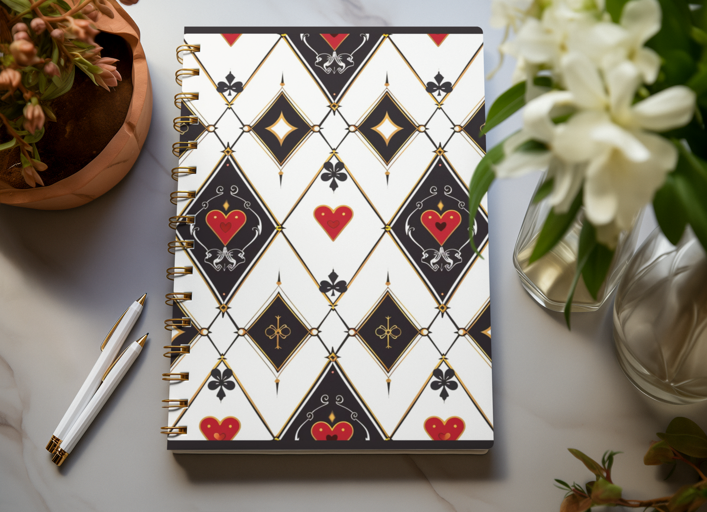 Designer Deck - Spiral Notepad A5 Unruled Notebook 120 Pages