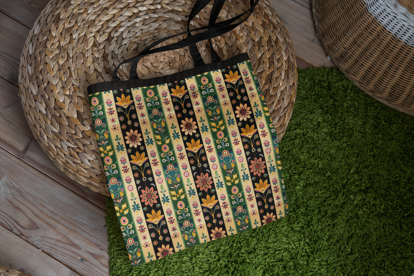Scandinavian Spring - All Over Print Canvas Tote Bag With Zipper 15 x 17 inches
