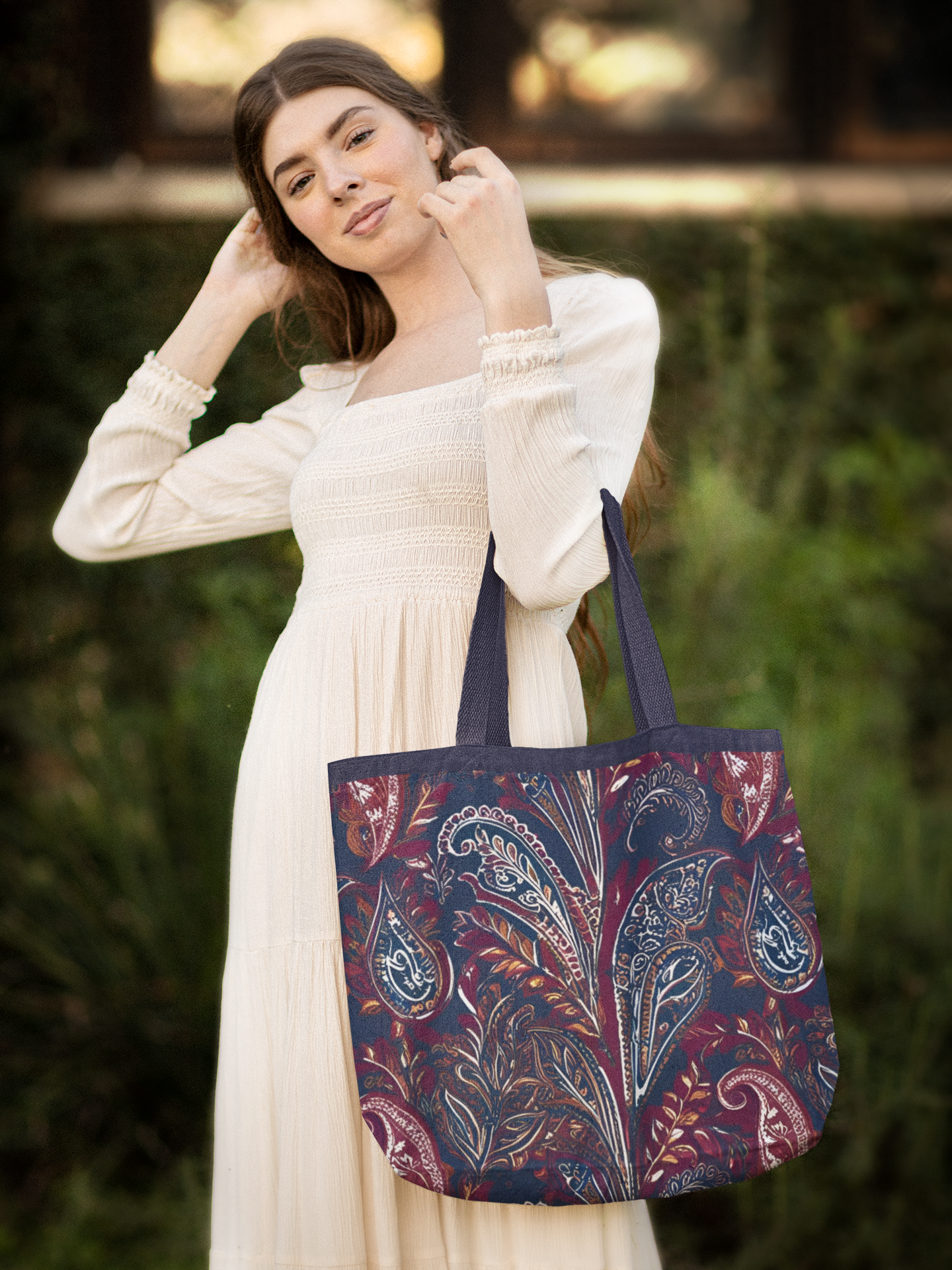 Whispering Feathers - All Over Print Canvas Tote Bag With Zipper 15 x 17 inches