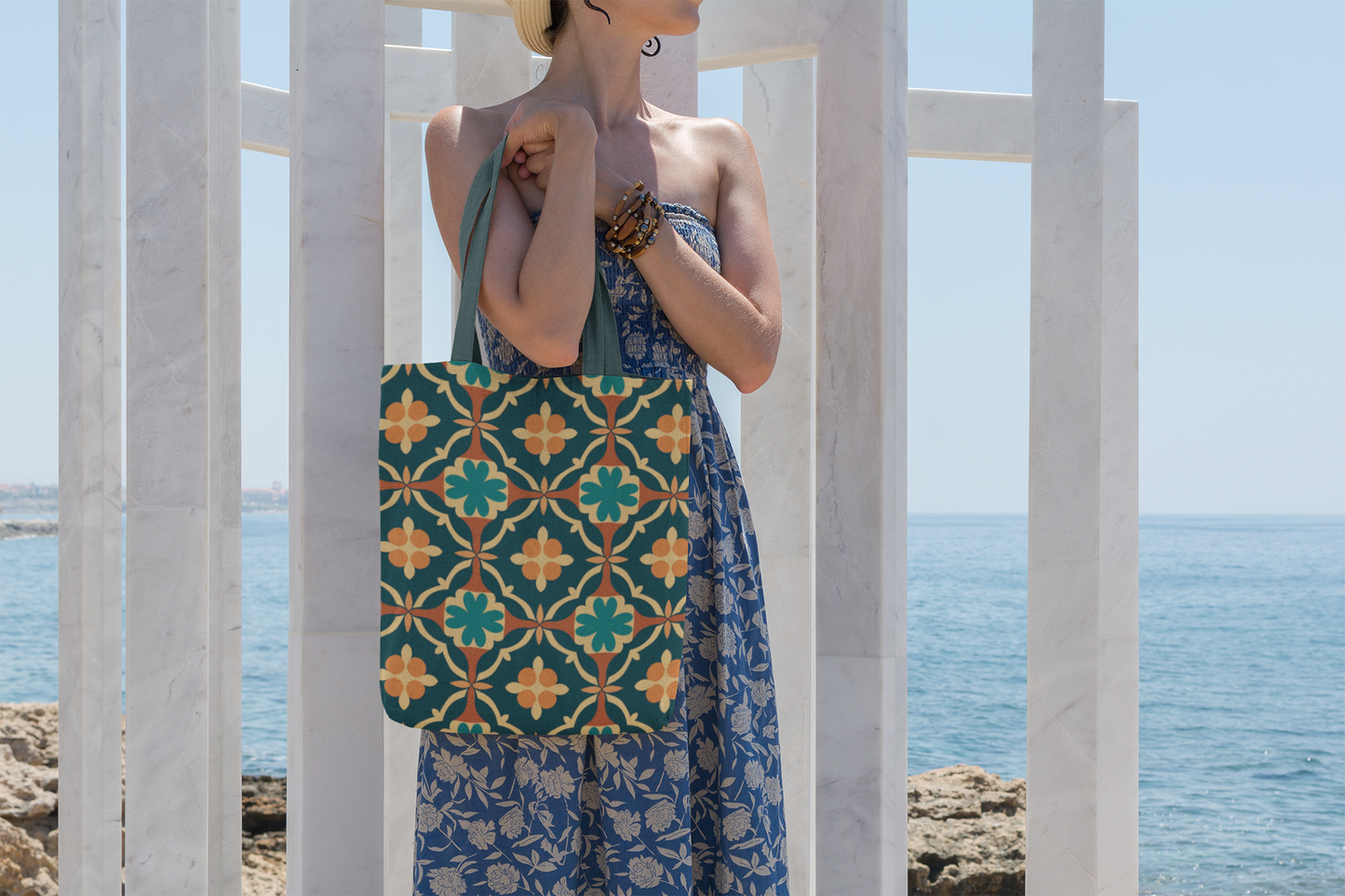 Ethnic - All Over Print Canvas Tote Bag With Zipper 15 x 17 inches
