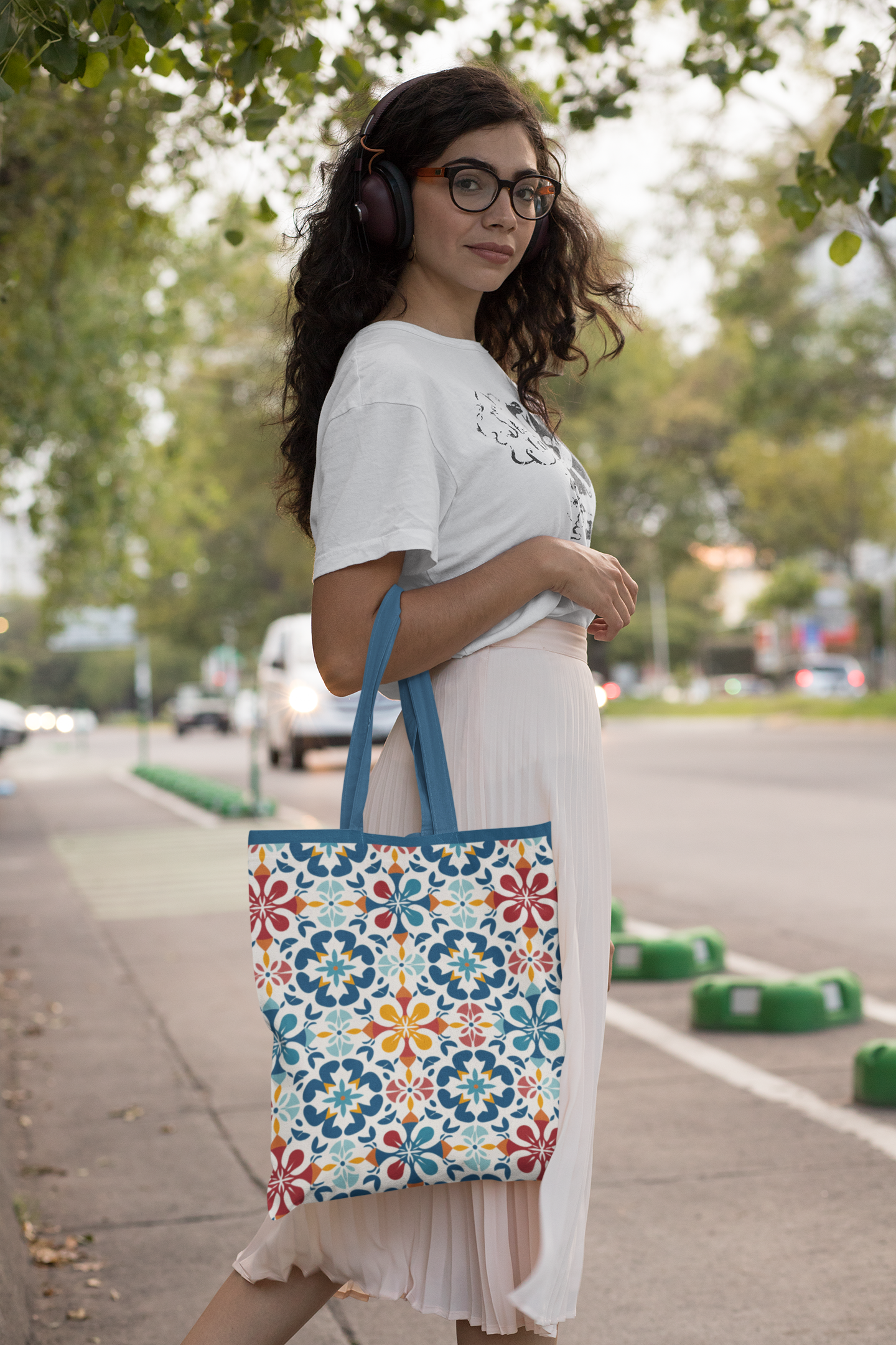 Moroccan - All Over Print Canvas Tote Bag With Zipper 15 x 17 inches