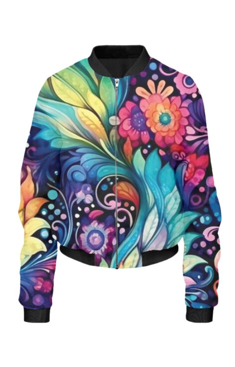 Paisley - All Over Print Cropped Bomber Jacket For Women
