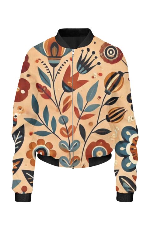 Norwegian - All Over Print Cropped Bomber Jacket For Women