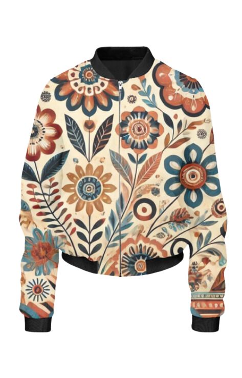 Norwegian - All Over Print Cropped Bomber Jacket For Women