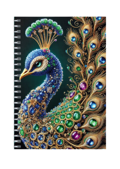 Peacock - Spiral Notepad A5 Unruled Notebook 120 Pages