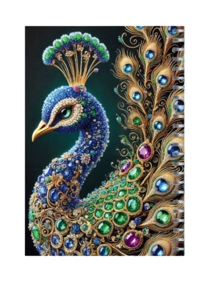 Peacock - Spiral Notepad A5 Unruled Notebook 120 Pages