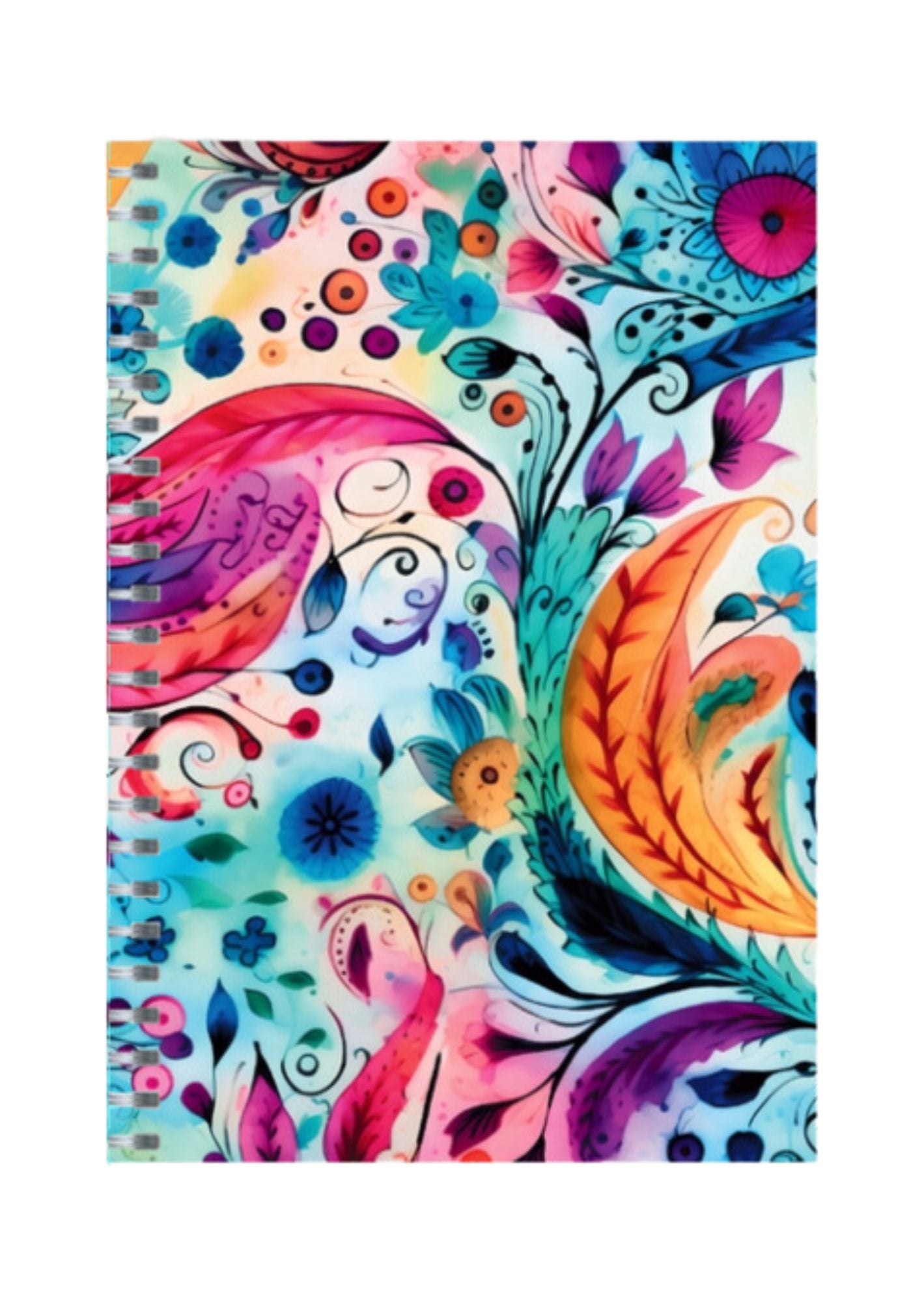 Paisley - Spiral Notepad A5 Unruled Notebook 120 Pages