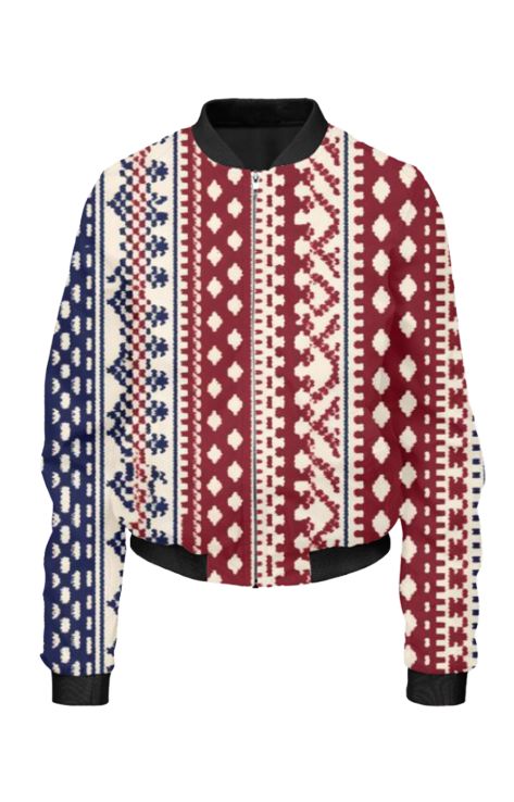Knit - All Over Print Cropped Bomber Jacket For Women