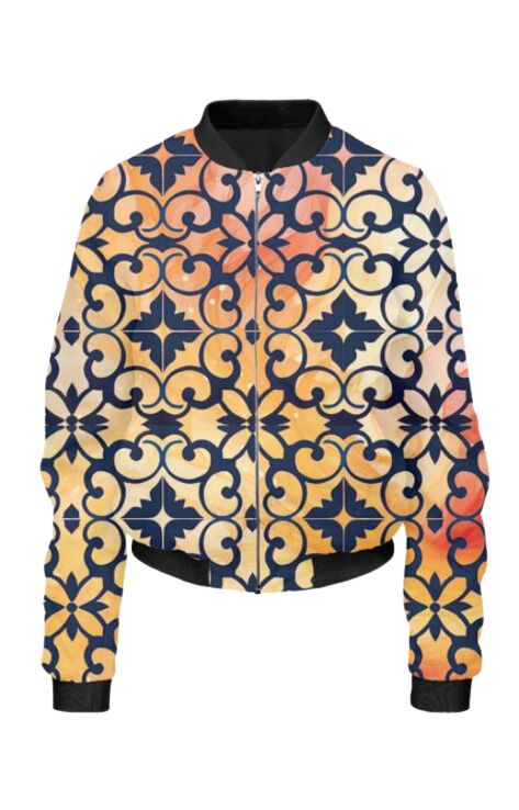 Fluid Art - All Over Print Cropped Bomber Jacket For Women
