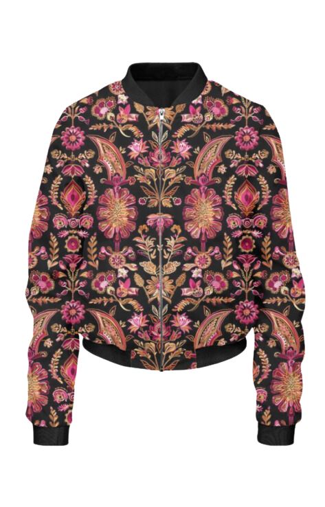 Ethnic - All Over Print Cropped Bomber Jacket For Women