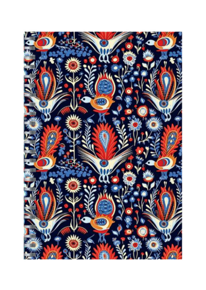 African Folk Art - Spiral Notepad A5 Unruled Notebook 120 Pages