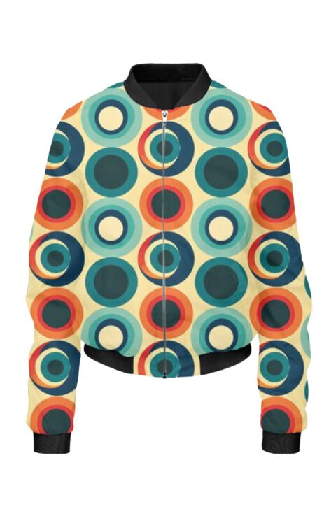 Retro - All Over Print Cropped Bomber Jacket For Women