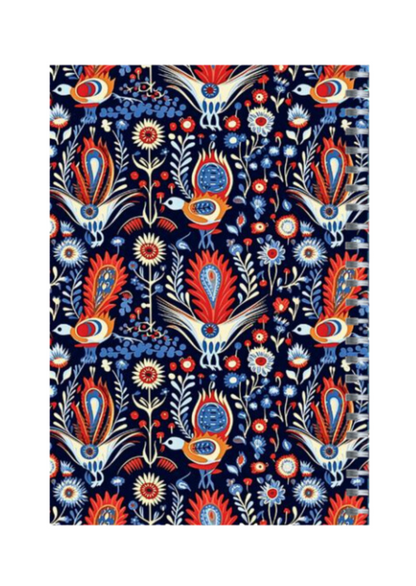 African Folk Art - Spiral Notepad A5 Unruled Notebook 120 Pages