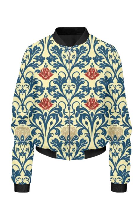 Ethnic - All Over Print Cropped Bomber Jacket For Women