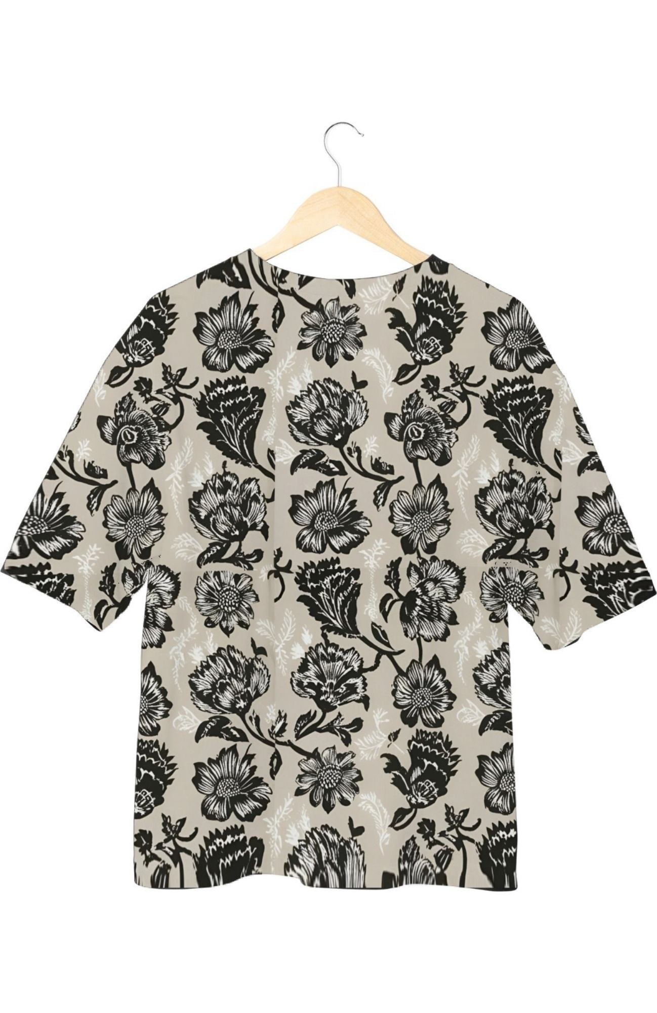 Monochrome Blooms - All Over Print Oversized Tshirt For Men And Women Designer Unisex Tshirt