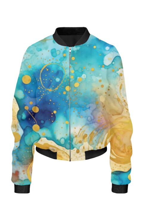Abstract - All Over Print Cropped Bomber Jacket For Women