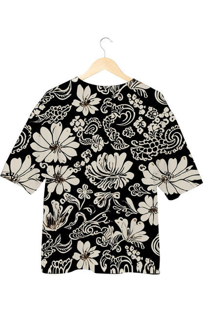 Monochrome Petals - All Over Print Oversized Tshirt For Men And Women Designer Unisex Tshirt