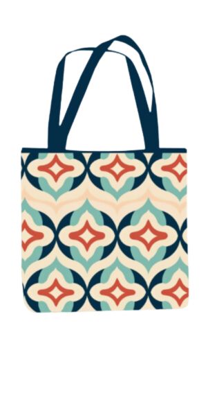 Moroccan - All Over Print Canvas Tote Bag With Zipper 15 x 17 inches