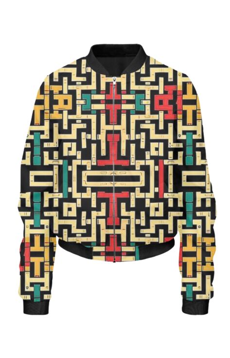 Geometric - All Over Print Cropped Bomber Jacket For Women